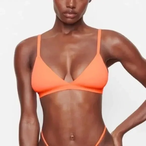SKIMS Everyday Bralette in‎ Neon Orange Traingle XXS Womens New Solid Adjustable - Picture 7 of 7